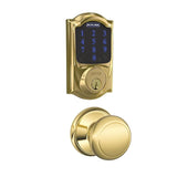 Schlage Connect Camelot Touchscreen Electronic Deadbolt with Z-Wave Plus Technology and Passage Andover Knob