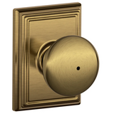 Schlage Residential F40 - Privacy Lock - Plymouth Knob, 16080 Latch and 10027 Strike - Addison Trim