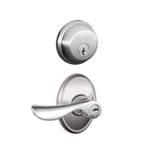 Schlage Champagne Single Cylinder Keyed Entry Door Lever Set and Deadbolt Combo with Wakefield Rose