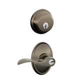 Schlage Accent Single Cylinder Keyed Entry Door Lever Set and Deadbolt Combo with Wakefield Rose