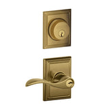 Schlage Accent Single Cylinder Keyed Entry Door Lever Set and Addison Deadbolt Combo with Addison Rose