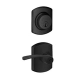 Schlage Merano Single Cylinder Keyed Entry Door Lever Set and Greenwich Deadbolt Combo with Greenwich Rose