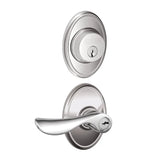 Schlage Champagne Single Cylinder Keyed Entry Door Lever Set and Wakefield Deadbolt Combo with Wakefield Rose