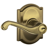 Schlage Flair Single Cylinder Keyed Entry Door Lever Set with Decorative Camelot Trim