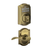 Schlage Camelot Single Cylinder Electronic Keypad Deadbolt with Passage Accent Lever and Decorative Camelot Trim