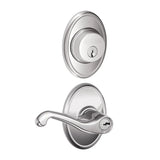 Schlage Flair Single Cylinder Keyed Entry Door Lever Set and Wakefield Deadbolt Combo with Wakefield Rose