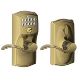 Schlage Camelot Keypad Entry with Flex-Lock Door Lever Set with Accent Interior Lever