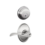 Schlage Accent Single Cylinder Keyed Entry Door Lever Set and Wakefield Deadbolt Combo with Wakefield Rose