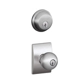 Schlage Orbit Single Cylinder Keyed Entry Door Knob Set and Deadbolt Combo with Century Rose