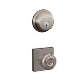 Schlage Georgian Single Cylinder Keyed Entry Door Knob Set and Deadbolt Combo with Collins Rose