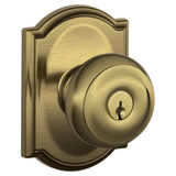 Schlage Residential F51A - Entry Lock - Georgian Knob, C Keyway with 16211 Latch and 10063 Strike - Camelot Rose