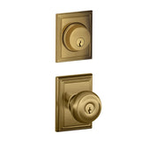 Schlage Georgian Single Cylinder Keyed Entry Door Knob Set and Addison Deadbolt Combo with Addison Rose