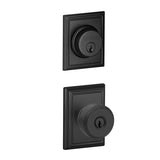 Schlage Bowery Single Cylinder Keyed Entry Door Knob Set and Addison Deadbolt Combo with Addison Rose