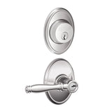 Schlage Birmingham Single Cylinder Keyed Entry Door Lever Set and Wakefield Deadbolt Combo with Wakefield Rose