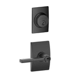 Schlage Latitude Single Cylinder Keyed Entry Door Lever Set and Century Deadbolt Combo with Century Rose