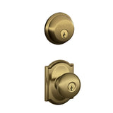 Schlage Plymouth Single Cylinder Keyed Entry Door Knob Set and Deadbolt Combo with Camelot Rose