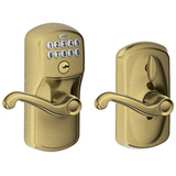 Schlage Flex Lock Keypad Entry Lock Leverset with Flair Lever from the Plymouth Collection