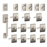 Schlage Century Complete House Door Hardware Package with Merano Interior Levers and Right Handed Exterior Front Door Handleset