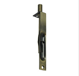 6 Inch Flush Bolt, Mortise Lever, Square Face - Antique Brass - 362015