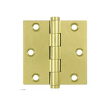 Door Hinge 3 X 3 Inch, Square Radius Corners, Standard, Solid Brass - 363010