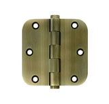 3.5 X 3.5 Inch, 5/8 Radius Corners, Residential Hinges, Solid Brass, Pair - 363118