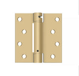 Single Action Spring Hinge 4 X 3-3/4 Square Corner, 1 Pair - Brushed/Satin Brass - 363606