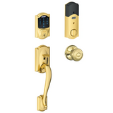 Schlage Connect Camelot Touchscreen Handleset with Georgian Knob and Built-in Alarm