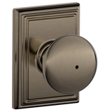 Schlage Residential F40 - Privacy Lock - Plymouth Knob, 16080 Latch and 10027 Strike - Addison Trim