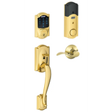 Schlage Connect Camelot Touchscreen Handleset with Accent Lever and Built-in Alarm - Right Handed