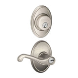 Schlage Flair Single Cylinder Keyed Entry Door Lever Set and Wakefield Deadbolt Combo with Wakefield Rose