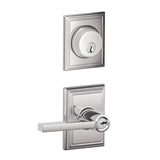 Schlage Latitude Single Cylinder Keyed Entry Door Lever Set and Addison Deadbolt Combo with Addison Rose