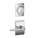 Schlage Latitude Single Cylinder Keyed Entry Door Lever Set and Century Deadbolt Combo with Century Rose