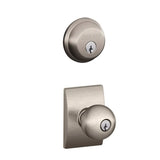 Schlage Orbit Single Cylinder Keyed Entry Door Knob Set and Deadbolt Combo with Century Rose