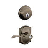 Schlage Accent Single Cylinder Keyed Entry Door Lever Set and Deadbolt Combo with Camelot Rose