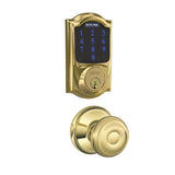 Schlage Connect Camelot Touchscreen Electronic Deadbolt with Z-Wave Plus Technology and Passage Georgian Knob