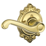 Schlage Flair Left Handed Non-Turning One-Sided Dummy Door Lever with Decorative Brookshire Trim