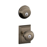 Schlage Plymouth Single Cylinder Keyed Entry Door Knob Set and Deadbolt Combo with Addison Rose