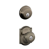 Schlage Georgian Single Cylinder Keyed Entry Door Knob Set and Deadbolt Combo with Camelot Rose