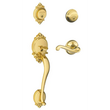 Schlage Brookshire Double Cylinder Handleset with Right Handed Interior Flair Lever from the F-Series