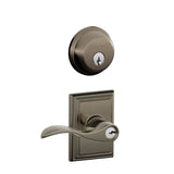 Schlage Accent Single Cylinder Keyed Entry Door Lever Set and Deadbolt Combo with Addison Rose