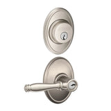 Schlage Birmingham Single Cylinder Keyed Entry Door Lever Set and Wakefield Deadbolt Combo with Wakefield Rose