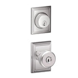 Schlage Bowery Single Cylinder Keyed Entry Door Knob Set and Addison Deadbolt Combo with Addison Rose