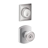 Schlage Bowery Single Cylinder Keyed Entry Door Knob Set and Greenwich Deadbolt Combo with Greenwich Rose