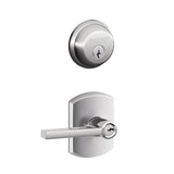 Schlage Latitude Single Cylinder Keyed Entry Door Lever Set and Deadbolt Combo with Greenwich Rose