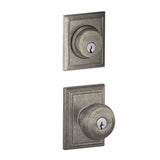 Schlage Georgian Single Cylinder Keyed Entry Door Knob Set and Addison Deadbolt Combo with Addison Rose