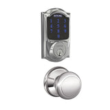 Schlage Connect Camelot Touchscreen Electronic Deadbolt with Z-Wave Plus Technology and Passage Andover Knob