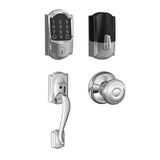 Schlage Encode WiFi Enabled Electronic Keypad Deadbolt with Camelot Entry Handleset and Georgian Knob