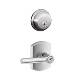 Schlage Broadway Single Cylinder Keyed Entry Door Lever Set and Deadbolt Combo with Greenwich Rose