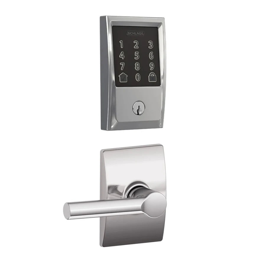 Schlage Encode WiFi Enabled Electronic Keypad Deadbolt and Broadway Lever Set with Century Trim