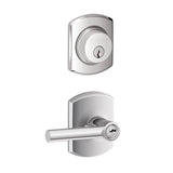 Schlage Broadway Single Cylinder Keyed Entry Door Lever Set and Greenwich Deadbolt Combo with Greenwich Rose